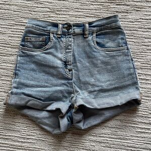 Aritzia light wash high-rise jean shorts